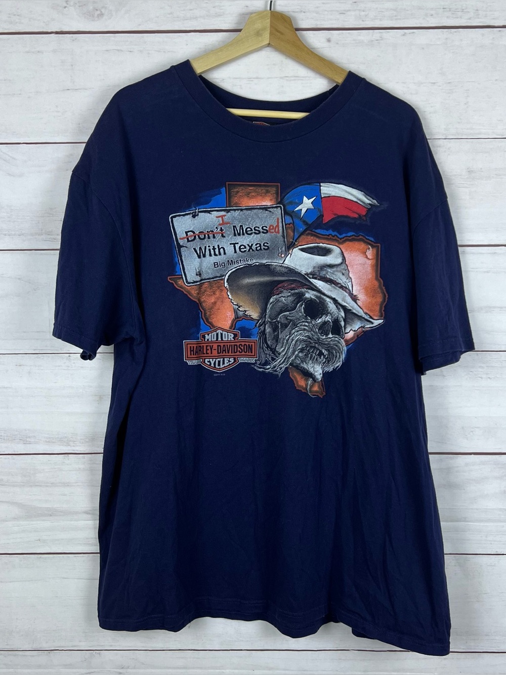 Harley Davidson Skull Snake El Paso Texas Blue T-Shirt Mens 2XL